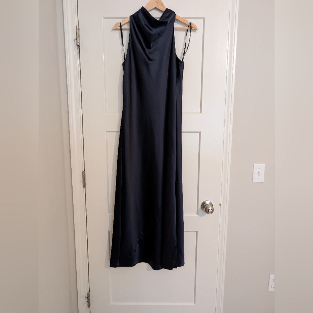 Anne Klein Elegant Navy Blue Sleeveless Cowl Neck Dress Size 2